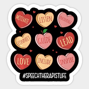 Retro Hearts Speech Therapist Life Funny Valentines Day Premium Sticker